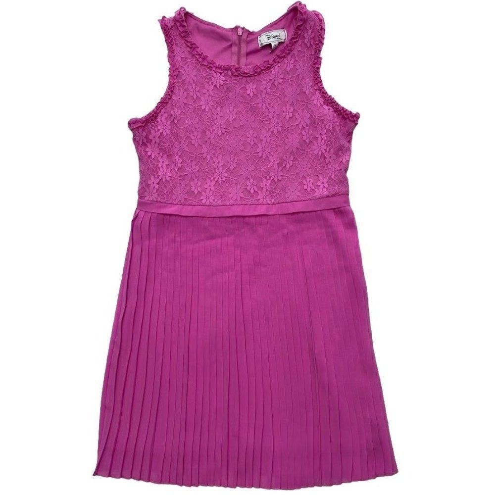 Girls DSigned Purple Sleeveless Lace Pleated‎ Dress Sz Medium 10/12